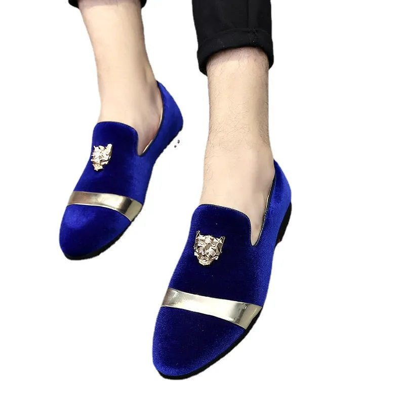 2024 Autumn New Matte Leather Men's Shoes Personality Tiger Head Gold Buckle Loafers