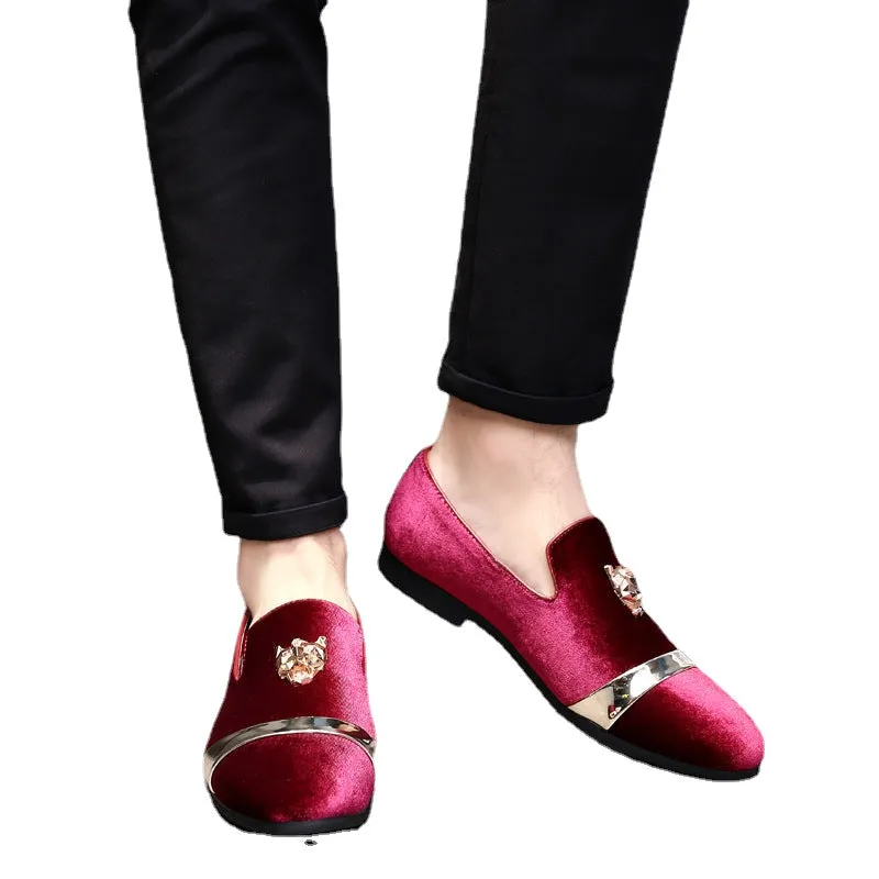 2024 Autumn New Matte Leather Men's Shoes Personality Tiger Head Gold Buckle Loafers