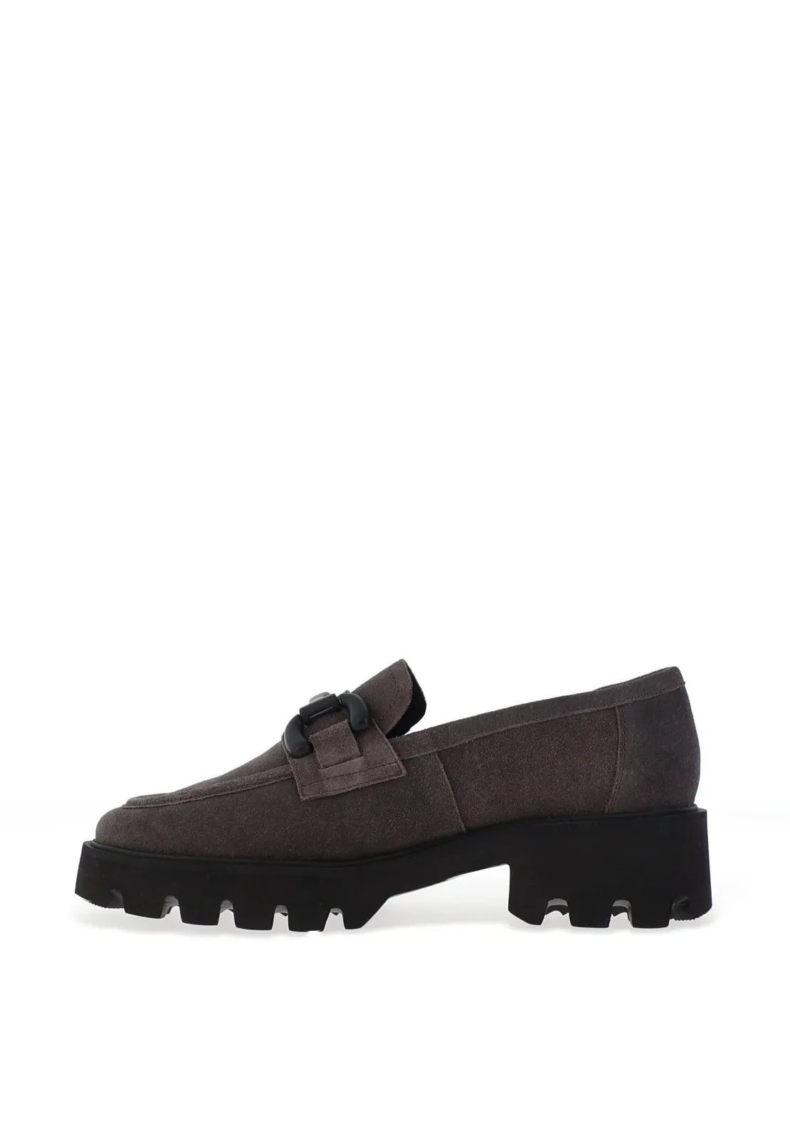 Ara Oxford Suede Buckle Detail Loafers, Steel