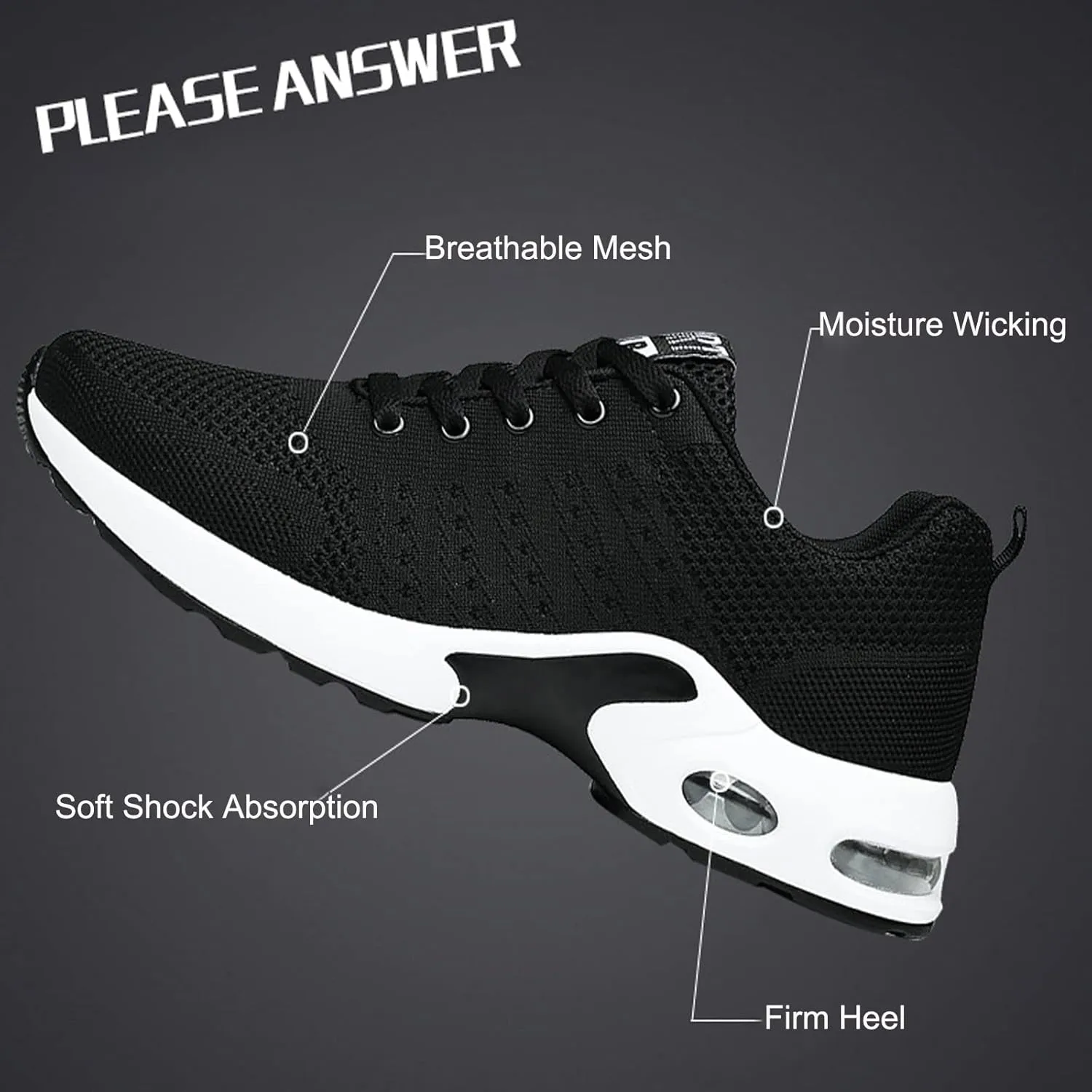 AUNTHUI Men's Breathable Lace-Up Lightweight Sneakers,Orthopedic Arch Support Non-Slip Shock-Absorbing Running Athletic Sports Shoes