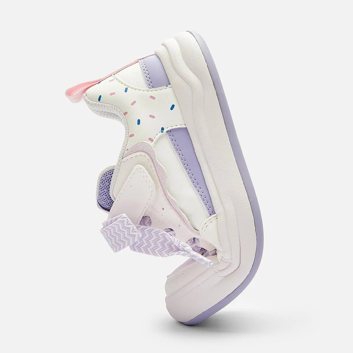 Balabala Little Girls Sneakers with Cute Bow Tie, Toddler Lightweight Comfortable Hook and Loop Casual Shoes