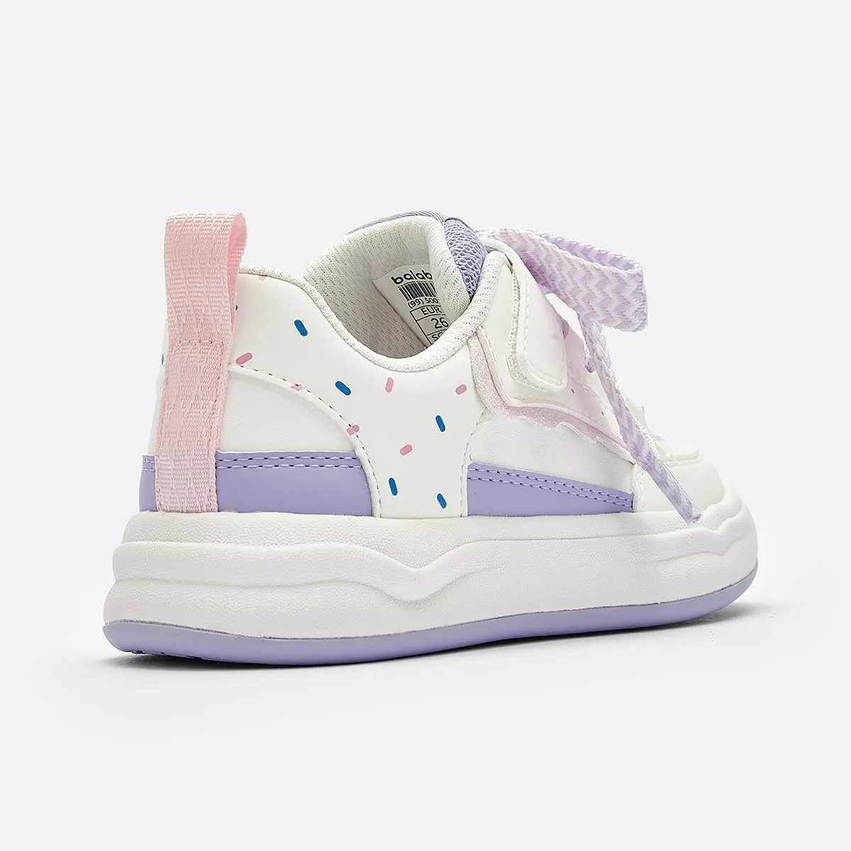 Balabala Little Girls Sneakers with Cute Bow Tie, Toddler Lightweight Comfortable Hook and Loop Casual Shoes
