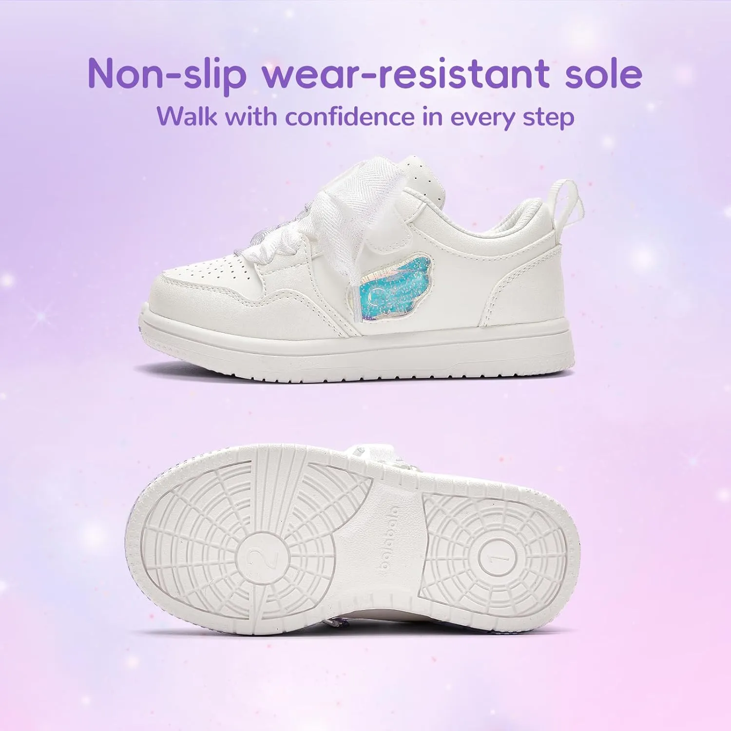 Balabala Little Girls Sneakers with Cute Bow Tie, Toddler Lightweight Comfortable Hook and Loop Casual Shoes