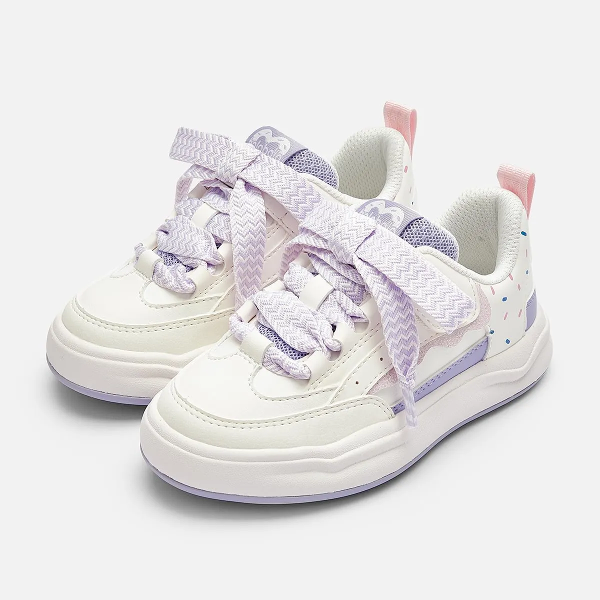 Balabala Little Girls Sneakers with Cute Bow Tie, Toddler Lightweight Comfortable Hook and Loop Casual Shoes