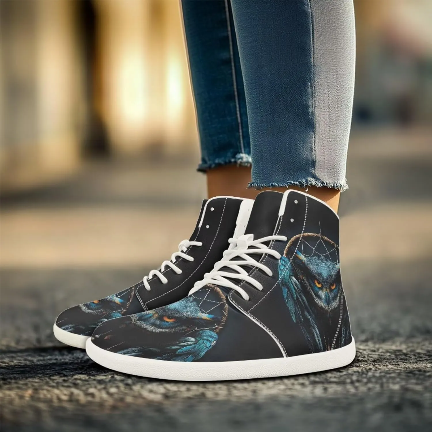 Barefoot Minimalist Shoes Mandala Style Women Wide Width Fashion Sneaker Non-Slip Sneakers Lightweight PU Leather