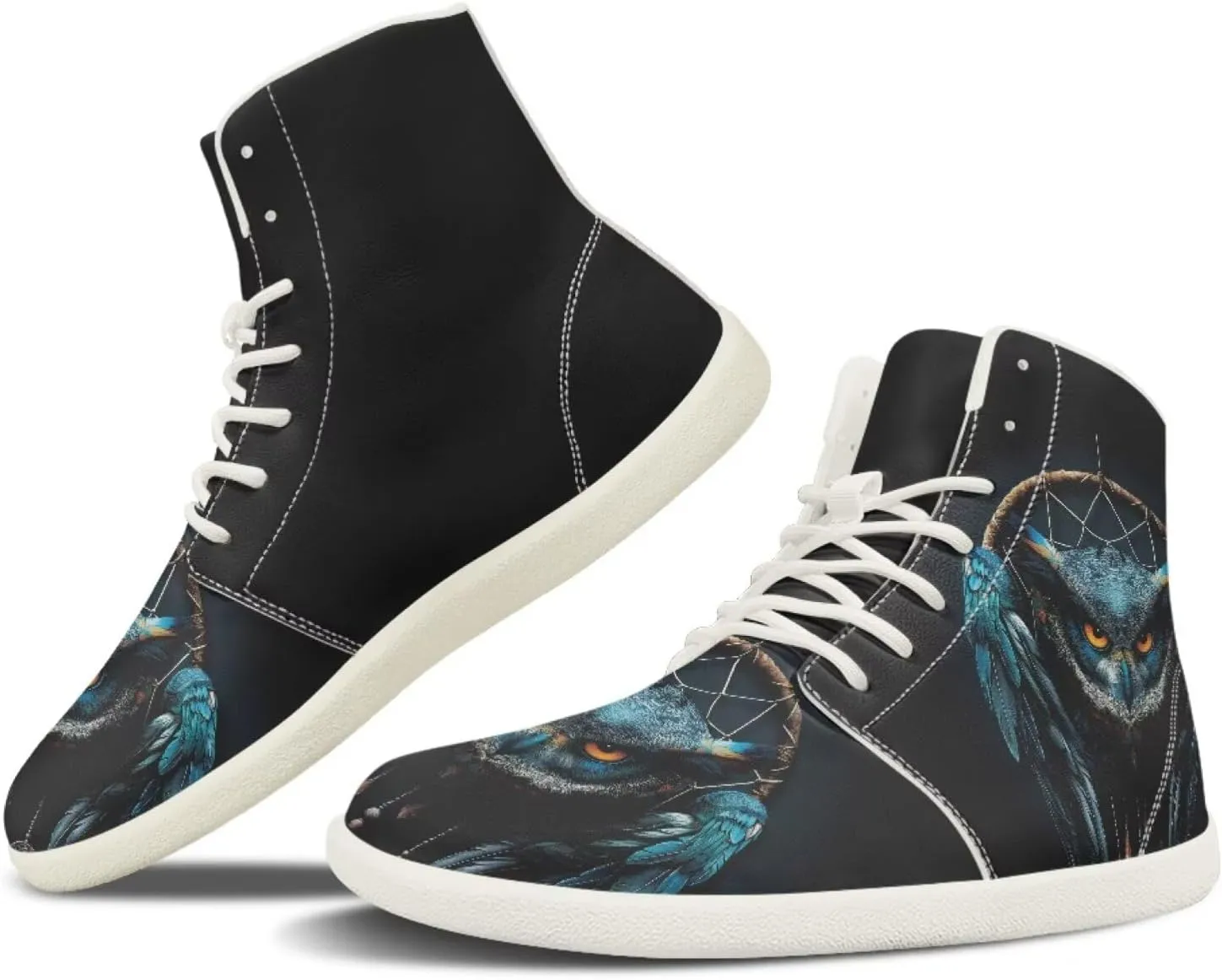 Barefoot Minimalist Shoes Mandala Style Women Wide Width Fashion Sneaker Non-Slip Sneakers Lightweight PU Leather