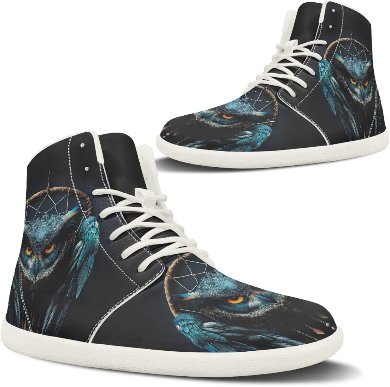 Barefoot Minimalist Shoes Mandala Style Women Wide Width Fashion Sneaker Non-Slip Sneakers Lightweight PU Leather