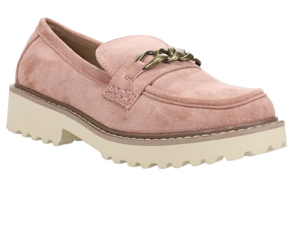 Blush Faux Suede Loafers