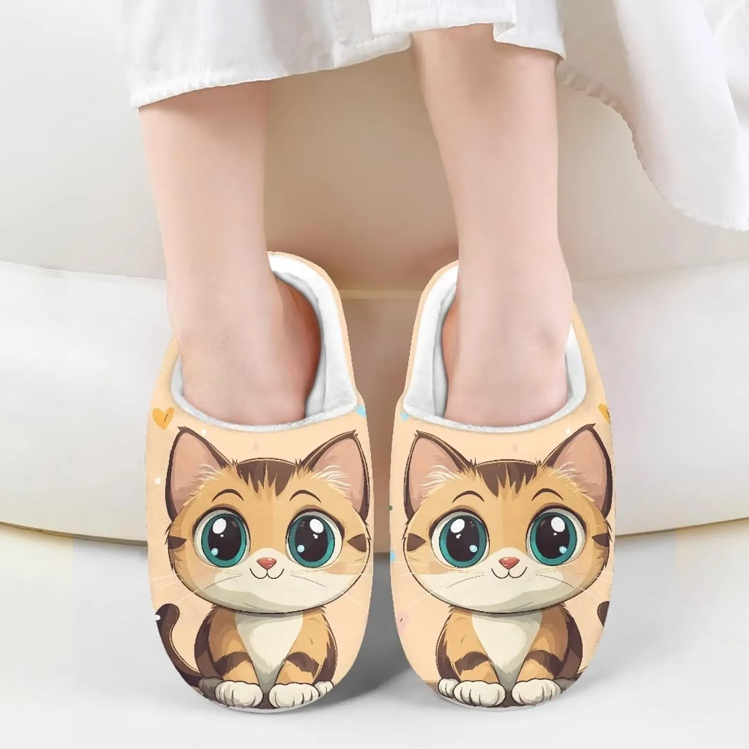 Cartoon Animal Fuzzy Plush Slippers for Little Kids Non-Slip Warm House Shoes Comfortable Indoor Winter Shoes SizeUS 9-15