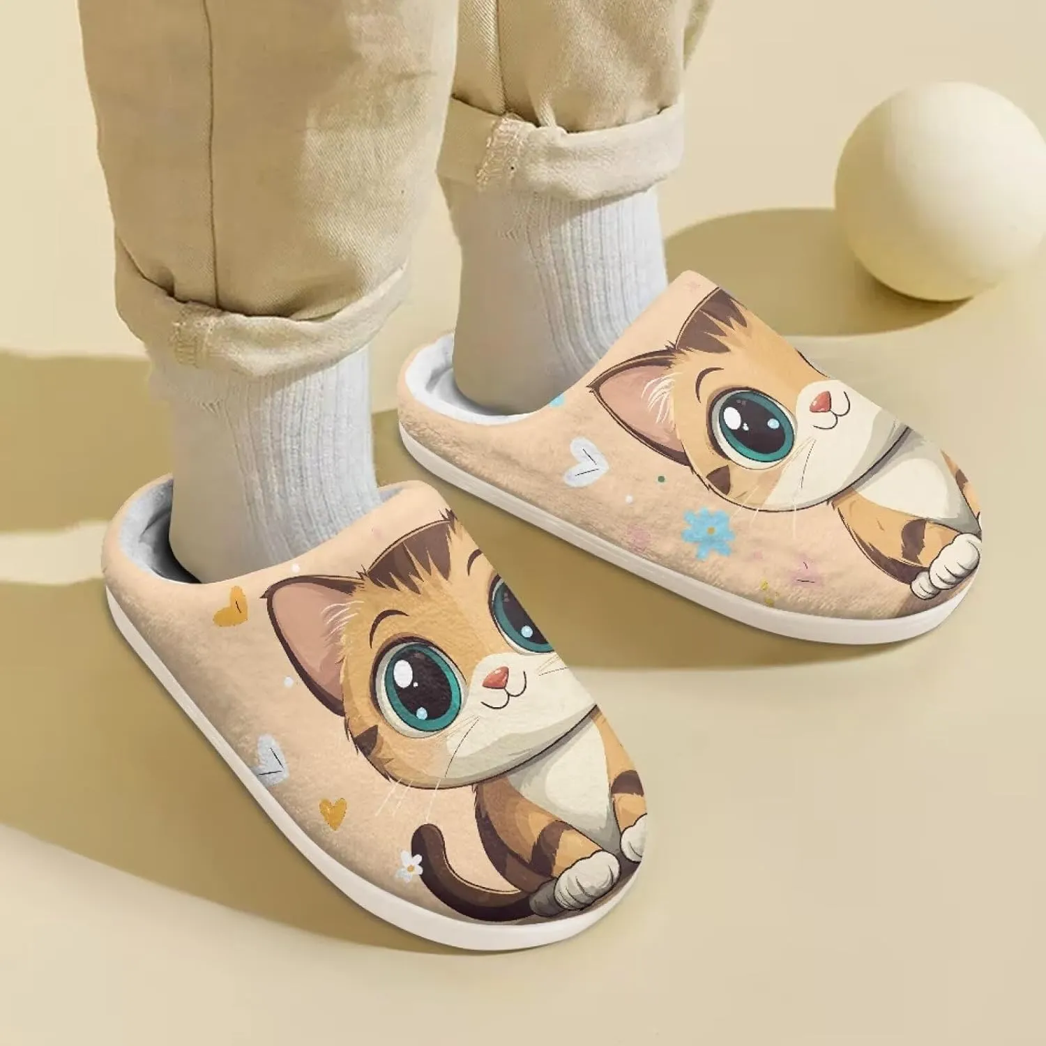 Cartoon Animal Fuzzy Plush Slippers for Little Kids Non-Slip Warm House Shoes Comfortable Indoor Winter Shoes SizeUS 9-15