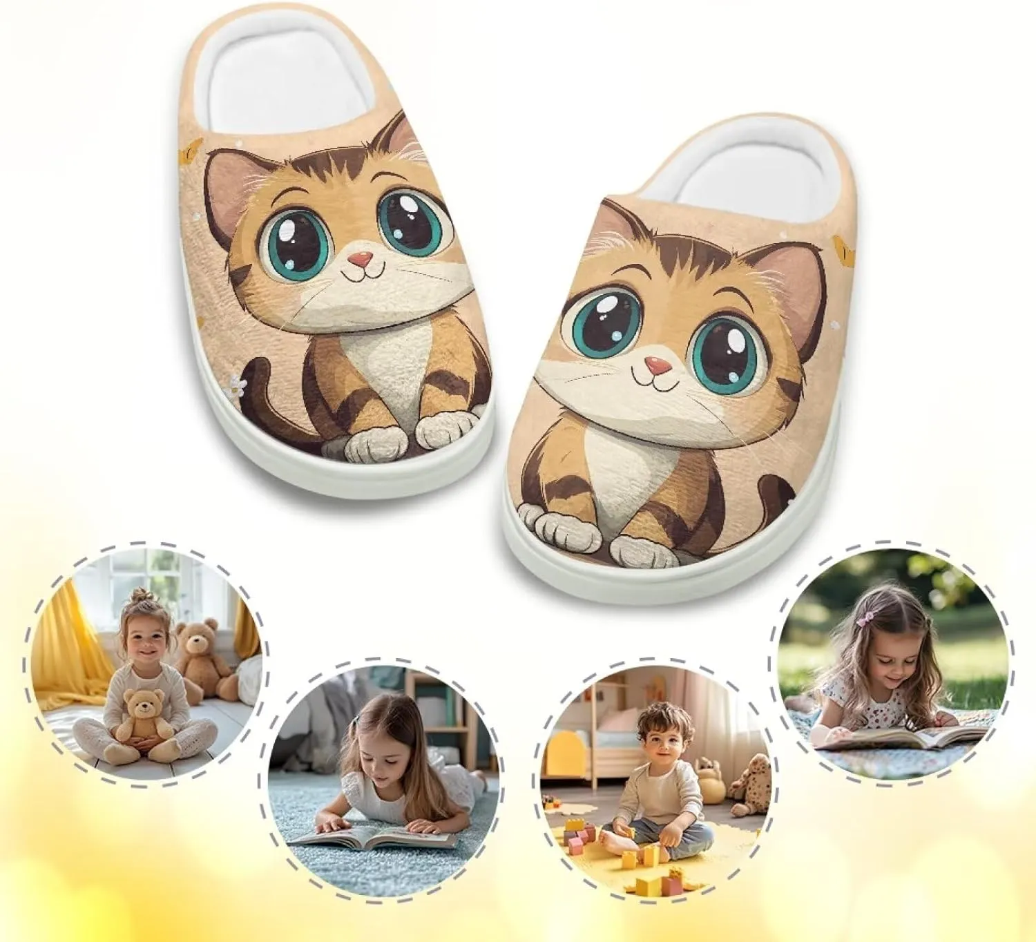 Cartoon Animal Fuzzy Plush Slippers for Little Kids Non-Slip Warm House Shoes Comfortable Indoor Winter Shoes SizeUS 9-15