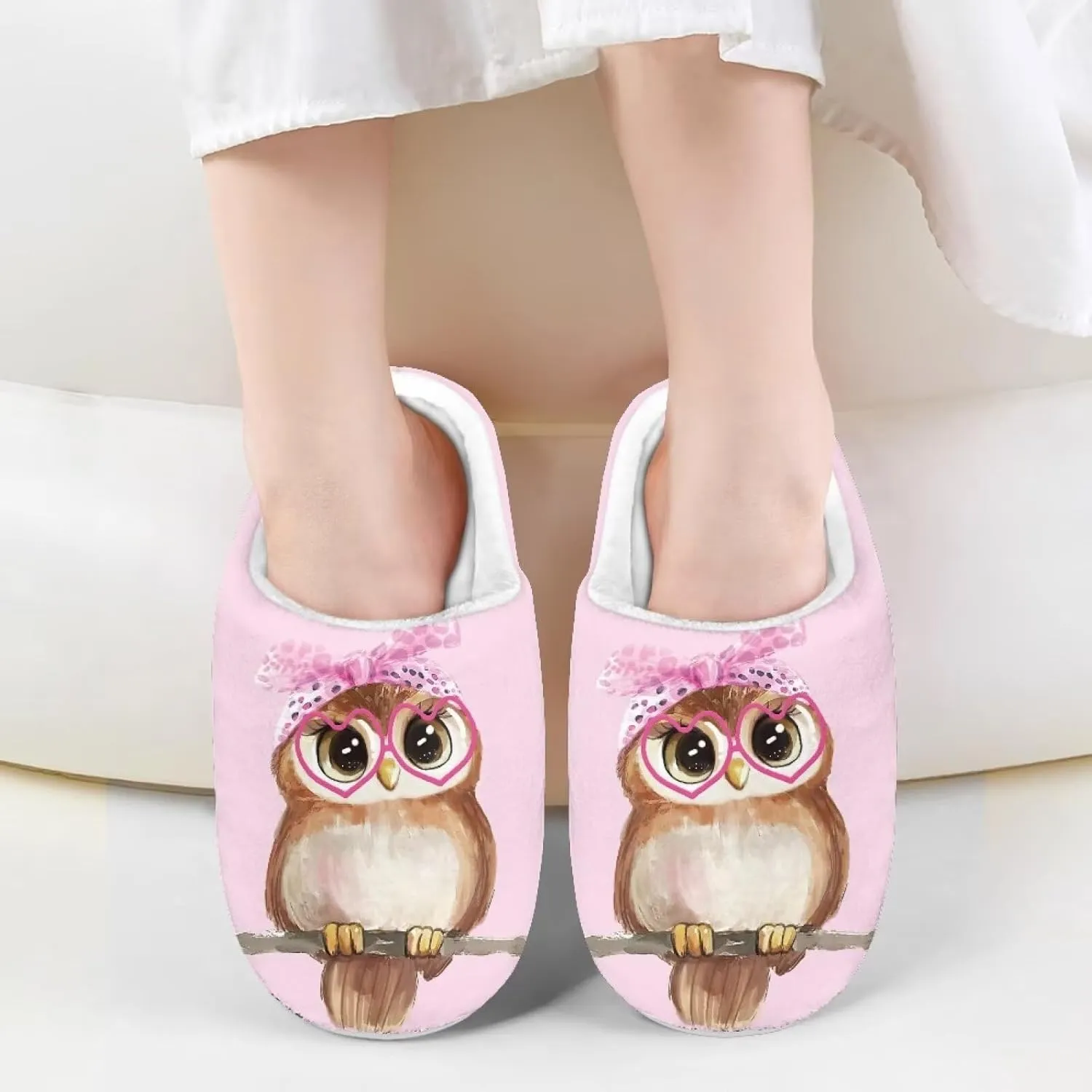 Cartoon Animals Plush Slippers for Kids Warm Fuzzy Indoor Shoes Boys Girls Cozy Winter Slippers Closed Toe Bedroom Soft Non Slip House Slippers US Size 9-15