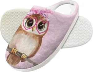 Cartoon Animals Plush Slippers for Kids Warm Fuzzy Indoor Shoes Boys Girls Cozy Winter Slippers Closed Toe Bedroom Soft Non Slip House Slippers US Size 9-15