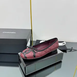 CC Loafers Burgundy Sheepskin Mix Bow 297793