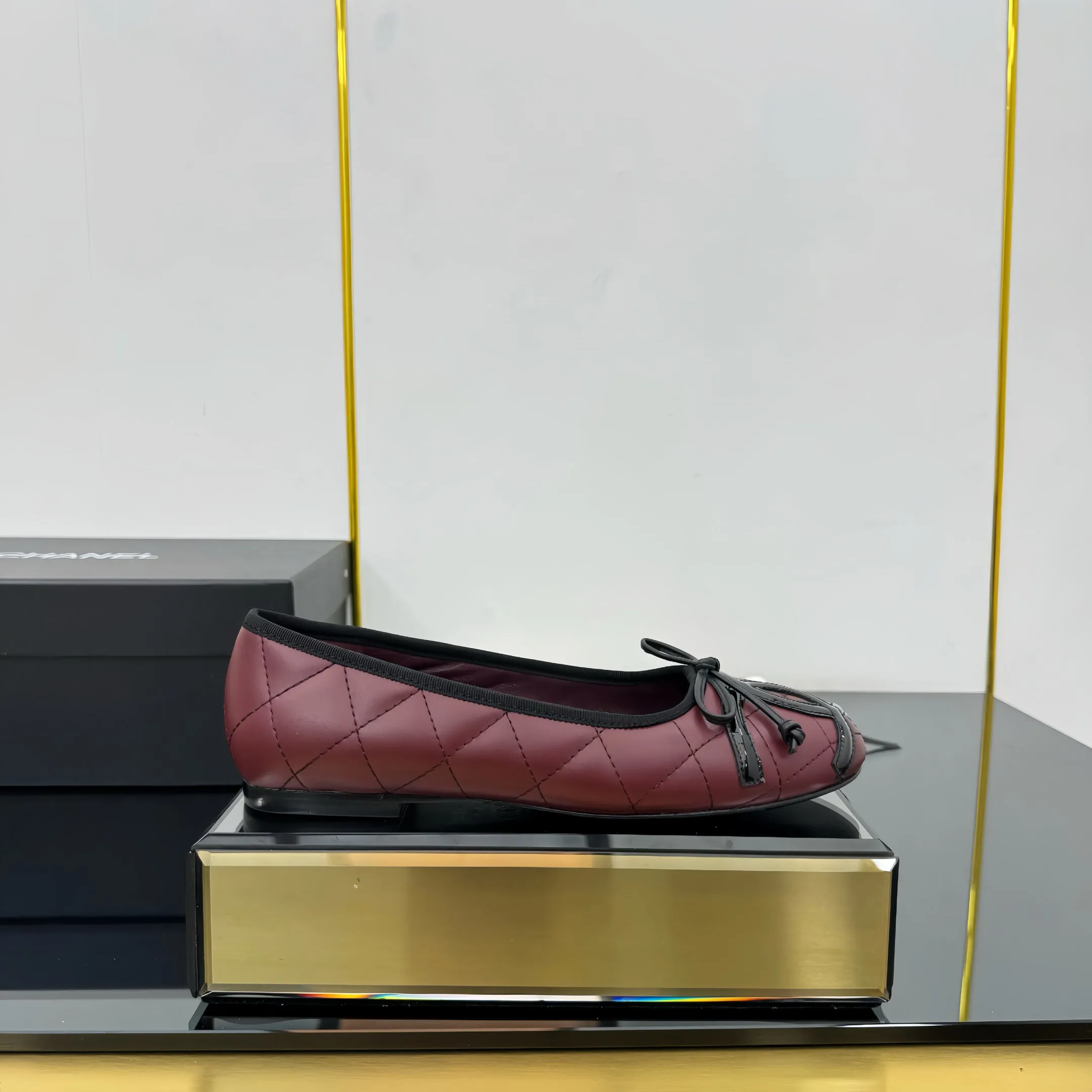 CC Loafers Burgundy Sheepskin Mix Bow 297793
