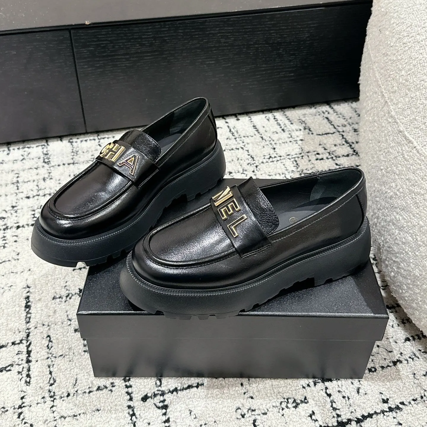 CC Moccasins 30mm In Black Water Dyed Lambskin 143608
