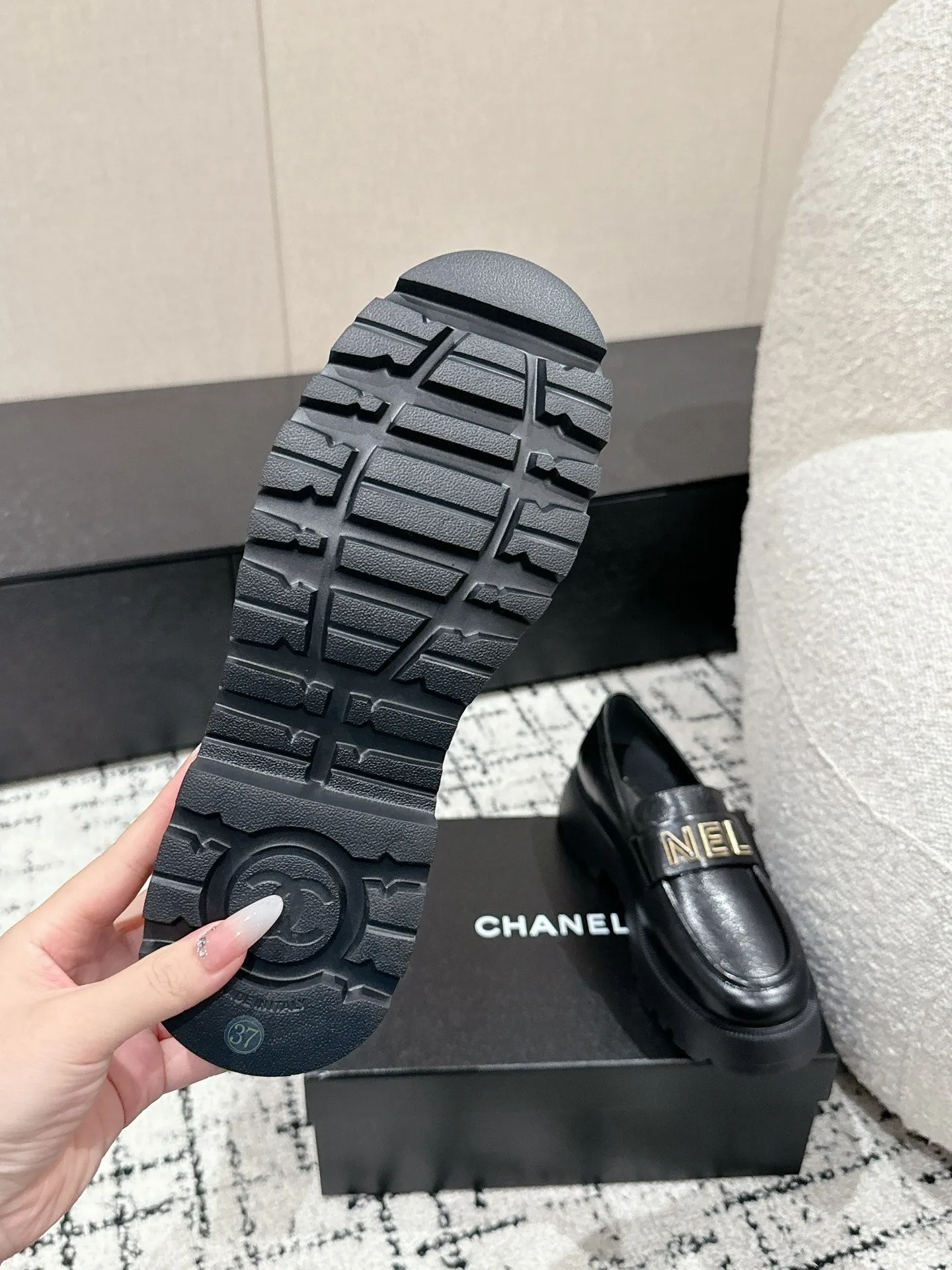 CC Moccasins 30mm In Black Water Dyed Lambskin 143608