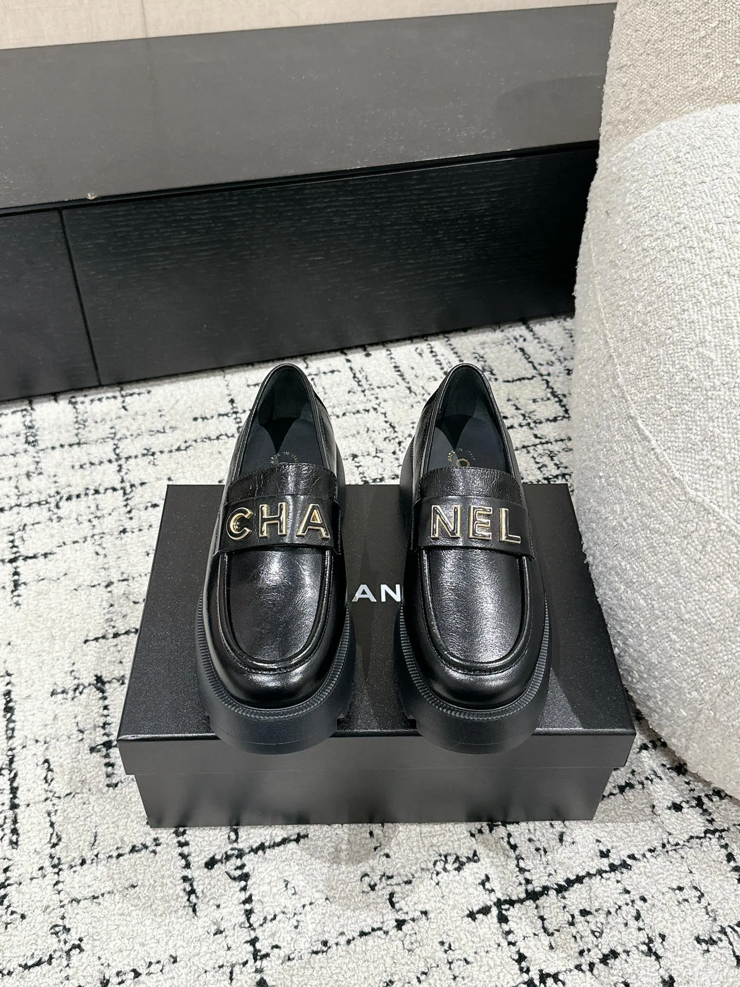 CC Moccasins 30mm In Black Water Dyed Lambskin 143608