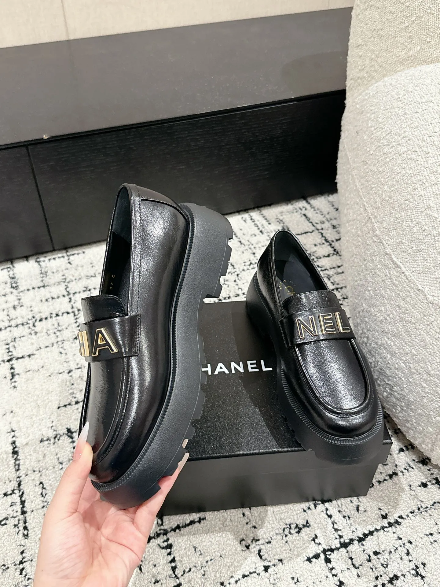 CC Moccasins 30mm In Black Water Dyed Lambskin 143608