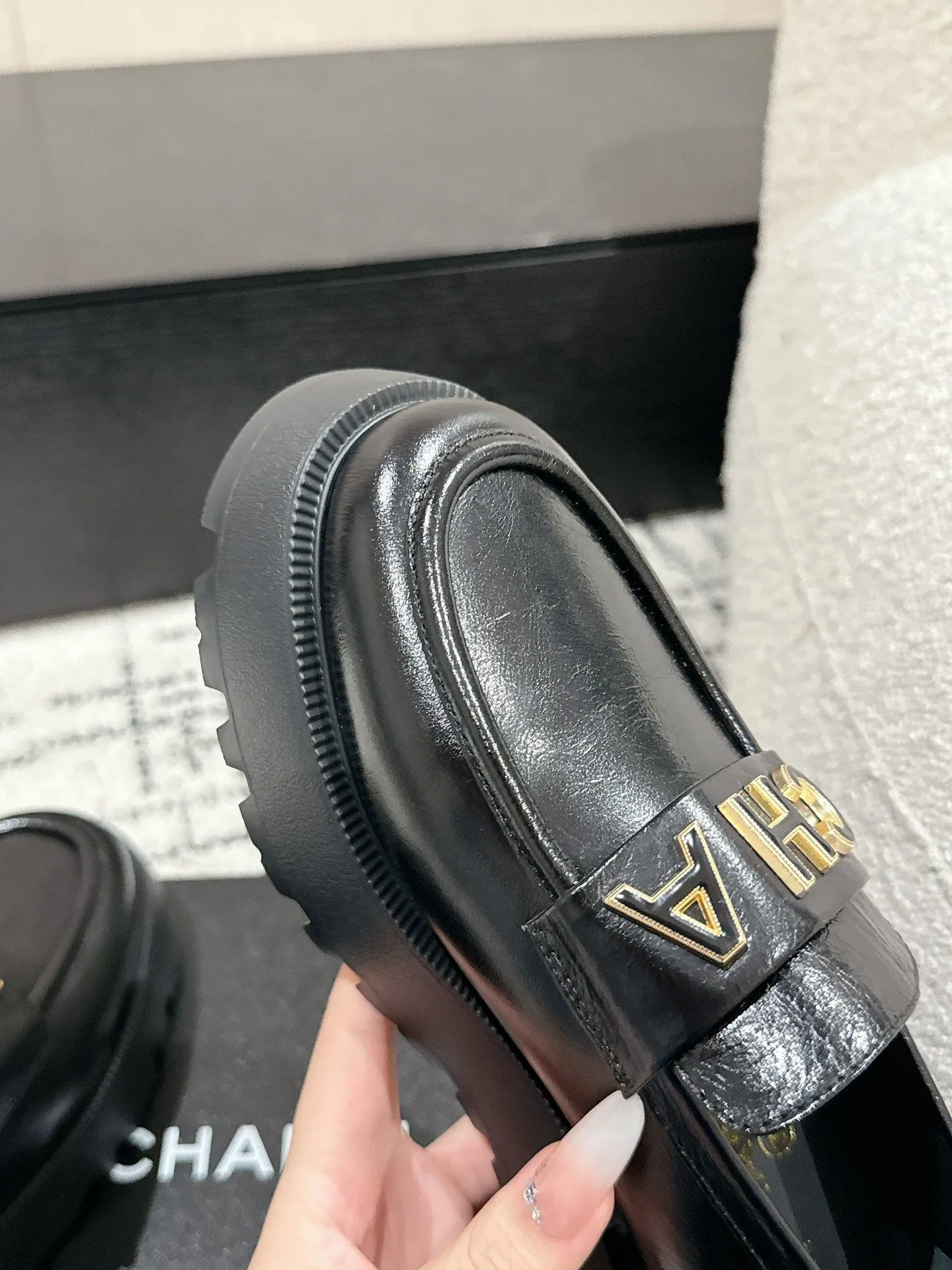 CC Moccasins 30mm In Black Water Dyed Lambskin 143608