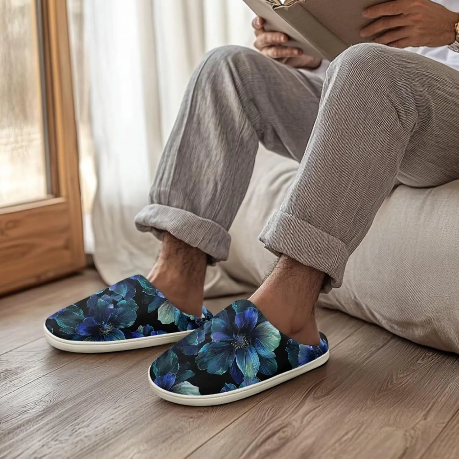 chaqlin Fuzzy Slipper Fluffy Bedroom House Sandals for Women Men Wide Memory Foam Anti Slip Slippers Thick Sole Shoes