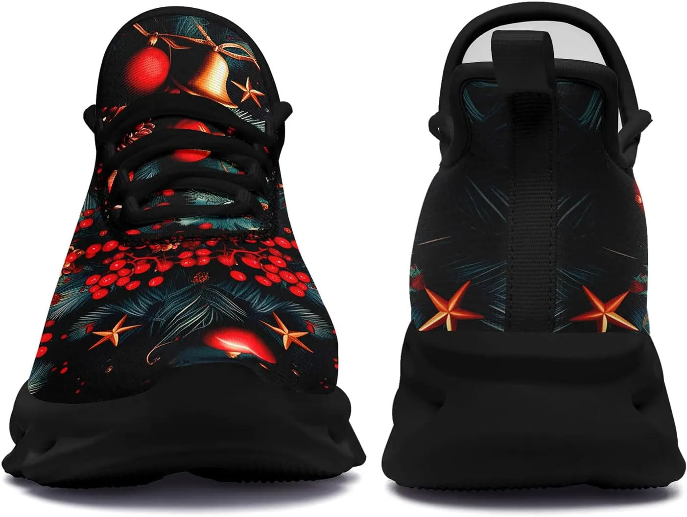 Christmas Running Shoes for Men Women – Holiday Festive Design, Comfortable Lightweight Tennis Shoes Mesh Walking Sneaker