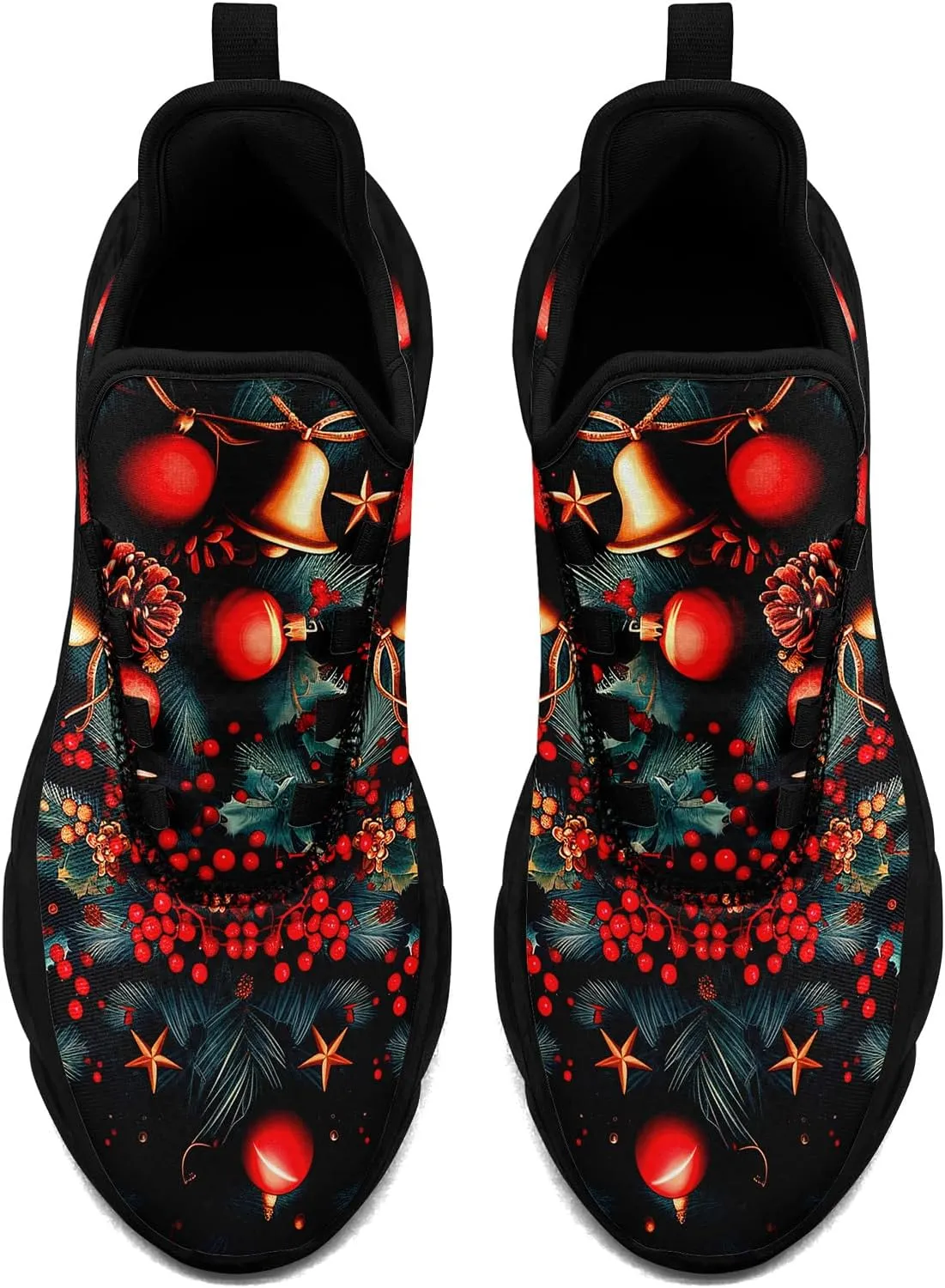 Christmas Running Shoes for Men Women – Holiday Festive Design, Comfortable Lightweight Tennis Shoes Mesh Walking Sneaker