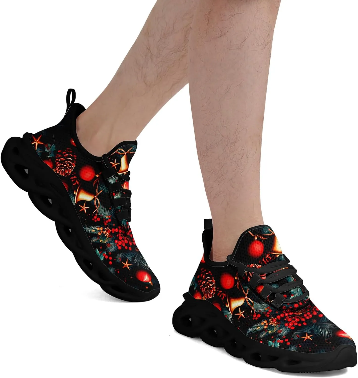 Christmas Running Shoes for Men Women – Holiday Festive Design, Comfortable Lightweight Tennis Shoes Mesh Walking Sneaker