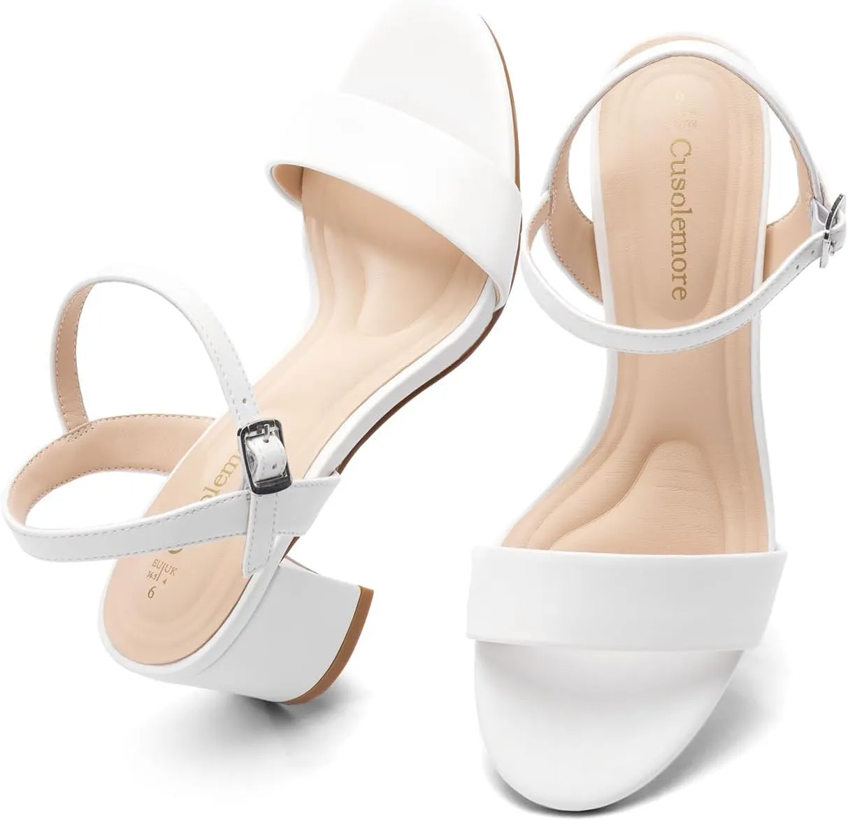 Classic Block Heel Sandals for Women, Comfortable Open Toe Low Chunky Heels [Size Runs Small, 1 Size Up]
