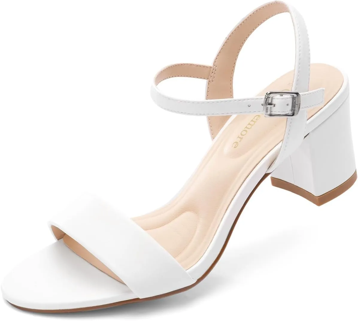Classic Block Heel Sandals for Women, Comfortable Open Toe Low Chunky Heels [Size Runs Small, 1 Size Up]