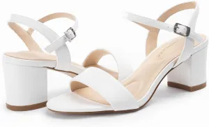 Classic Block Heel Sandals for Women, Comfortable Open Toe Low Chunky Heels [Size Runs Small, 1 Size Up]