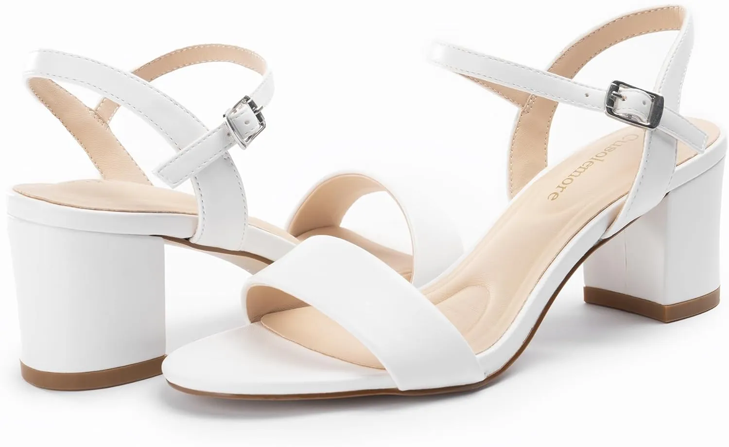 Classic Block Heel Sandals for Women, Comfortable Open Toe Low Chunky Heels [Size Runs Small, 1 Size Up]