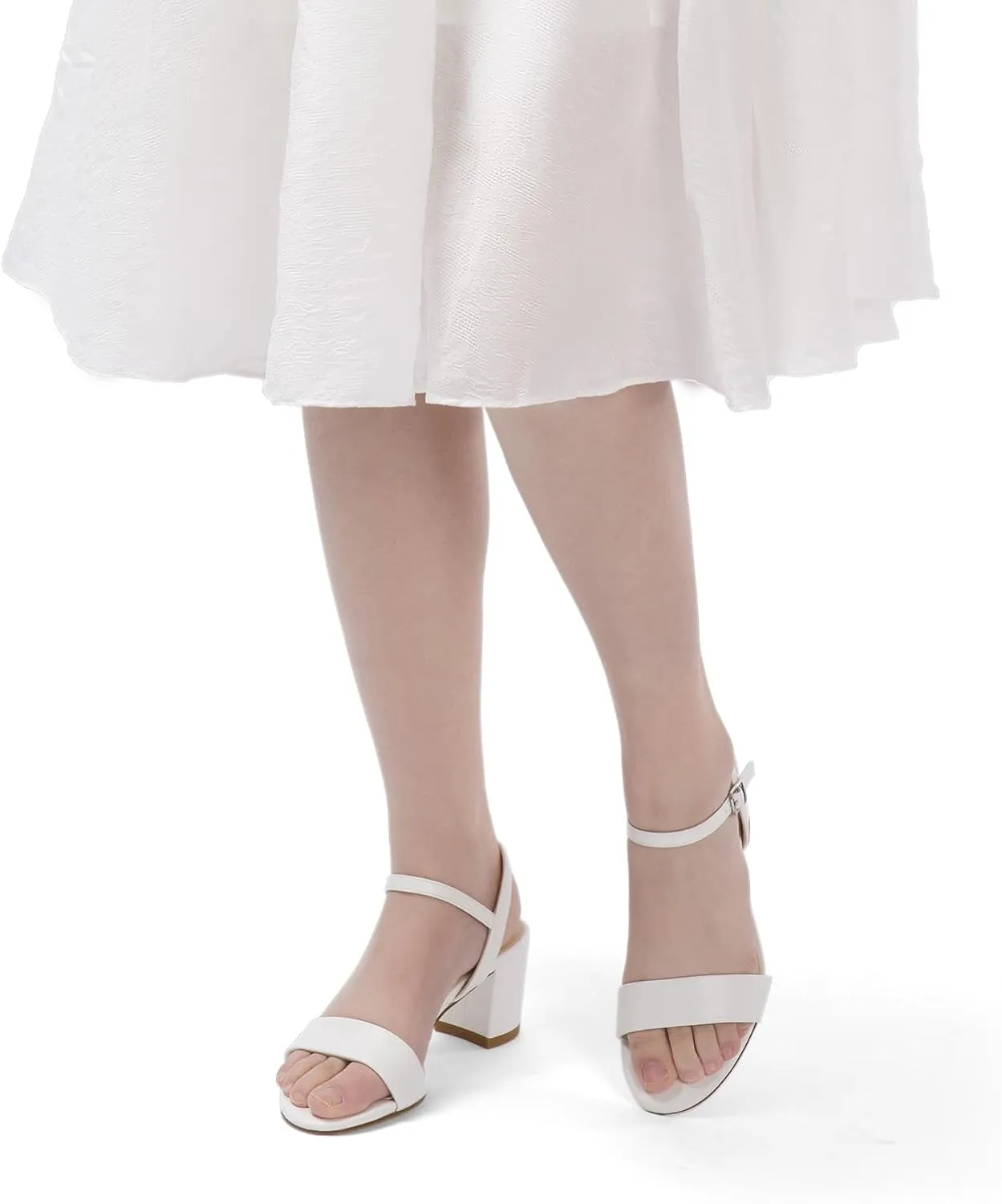 Classic Block Heel Sandals for Women, Comfortable Open Toe Low Chunky Heels [Size Runs Small, 1 Size Up]