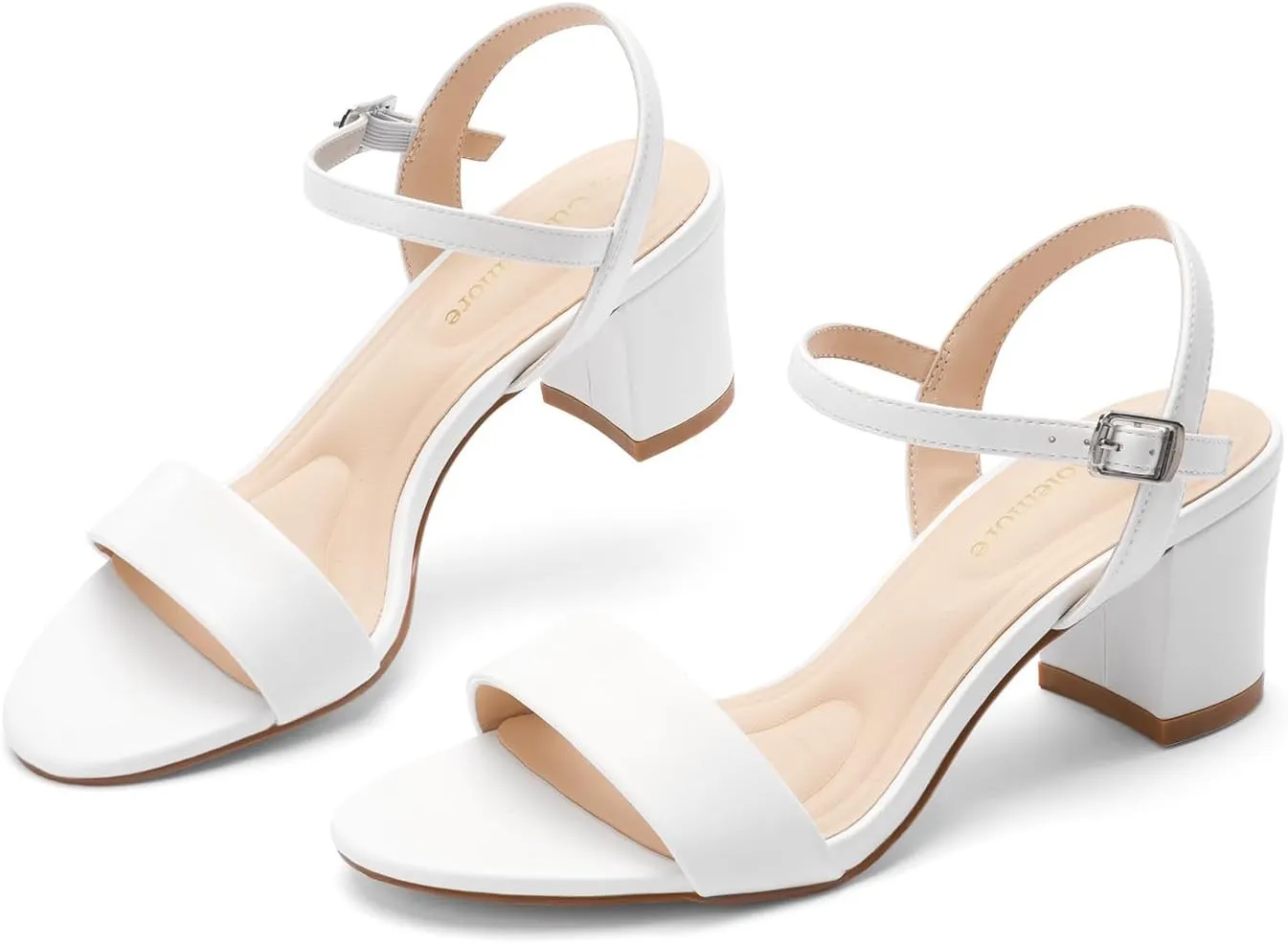 Classic Block Heel Sandals for Women, Comfortable Open Toe Low Chunky Heels [Size Runs Small, 1 Size Up]