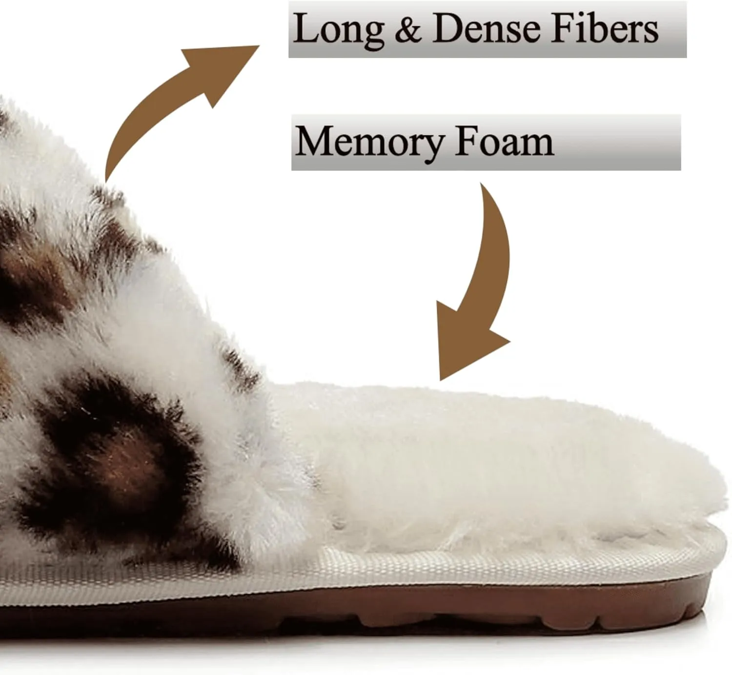 Crazy Lady Women's Fuzzy Fluffy House Slippers Cute Plush Memory Foam Shoes Cross Band Indoor Outdoor Open Toe Sandals