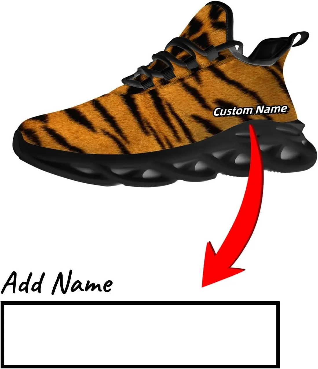 Custom Tiger Sneakers Men Women Running Shoes Add Name Lightweight Walking Tennis Shoes Gifts for Men Women
