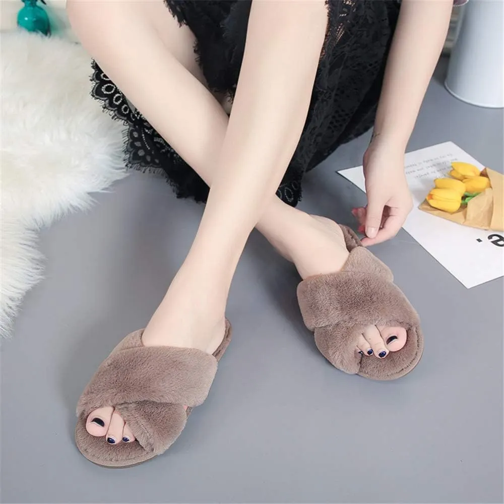 Fericzot Women's Fuzzy Fluffy Furry Fur Slippers Flip Flop Winter Warm Cozy House Memory Foam Sandals Slides Soft Flat Comfy Anti-Slip Spa Indoor Outdoor Slip on