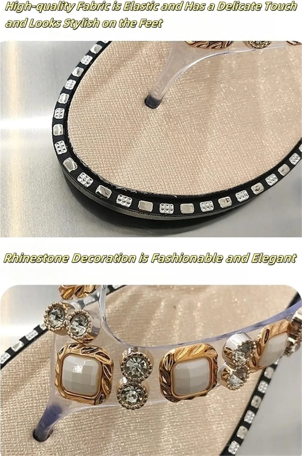 Flip Flops For Women Dressy Rhinestone T-Strap Thong Sandals Flat Flip Flops Slip On Open Toe For Ndoor Outdoor Daily