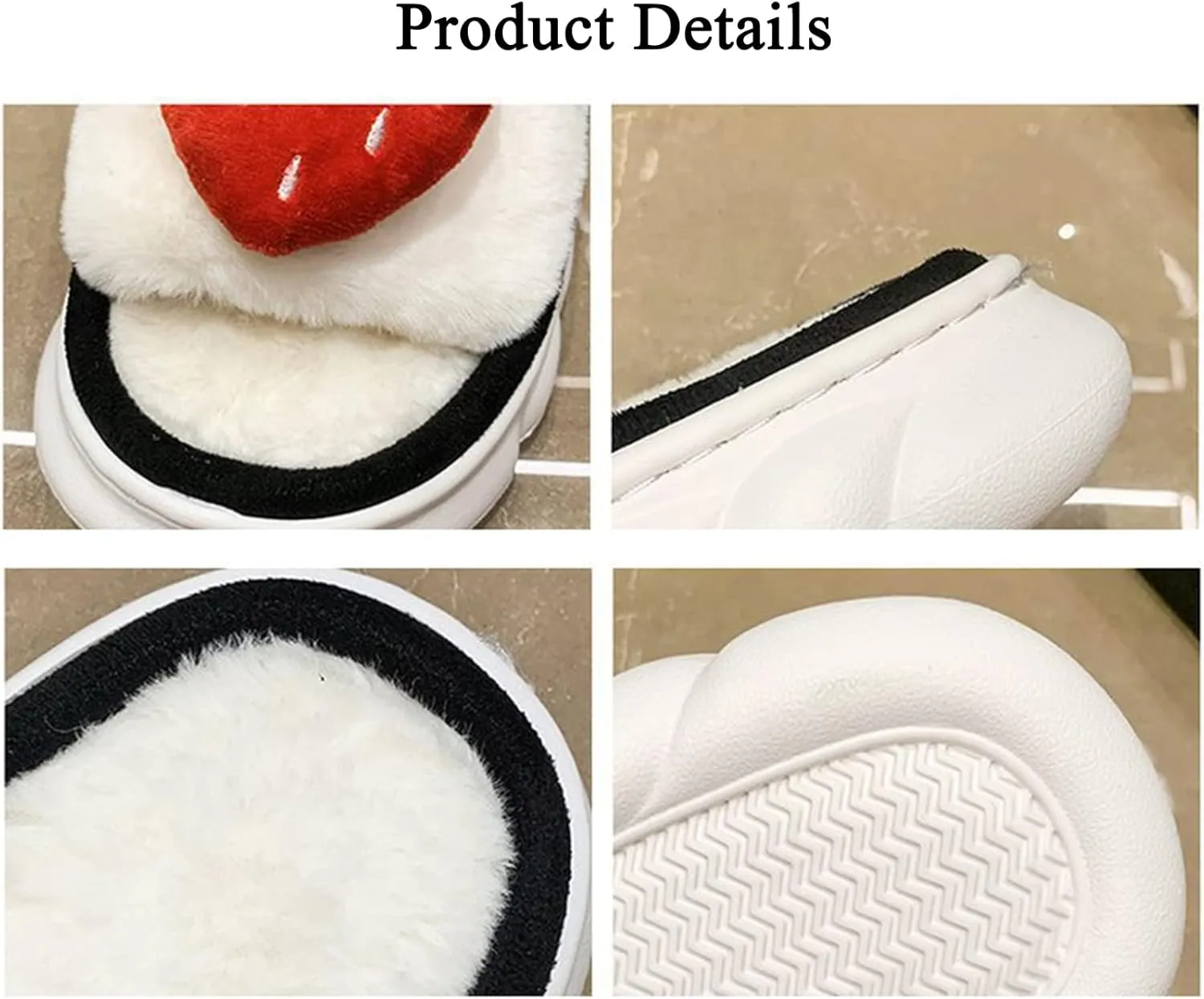 Fuzzy Colorful Fruits House Slippers Soft Plush Furry Open Toe Cozy Winter Comfy Breathable Sandals Thick Soled Shoes for Women And Girls