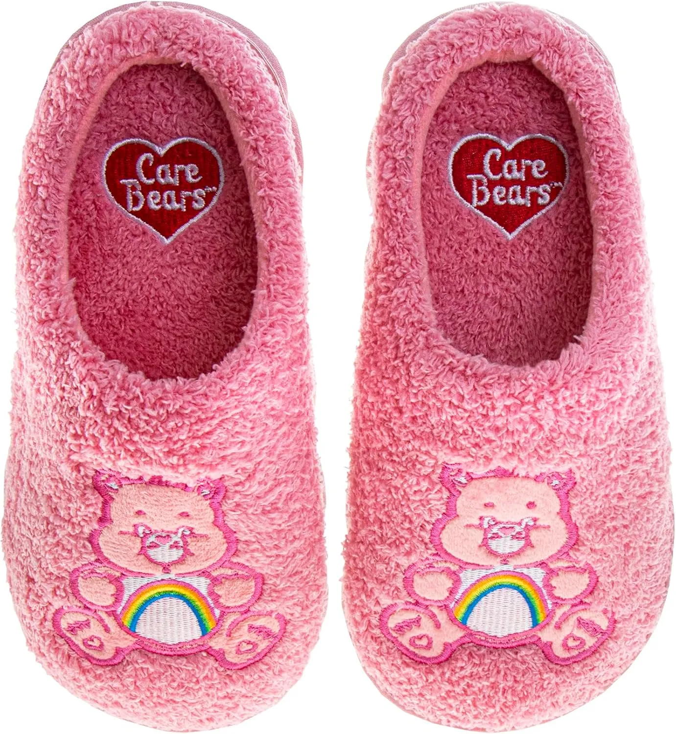 Josmo Care Bear Slippers for Girls - Bear Sandal House Shoes - NonSlip Comfy Plush Soft Fluffy Warm (Sizes 11-13 Little Kid / 1-5 Big Kid)
