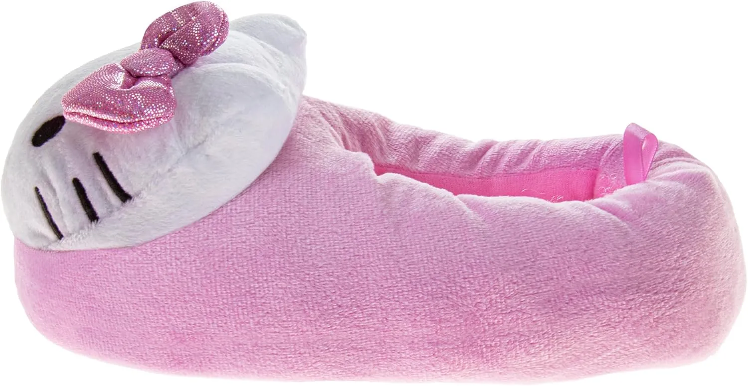 Josmo Sanrio Hello Kitty Slippers for Girls - Kitty Cat Slipper indoor cute house shoes plush fuzzy sandals (sizes: 5-10 Toddlers / 11-13 Little kids / 2-5 Big Kids)
