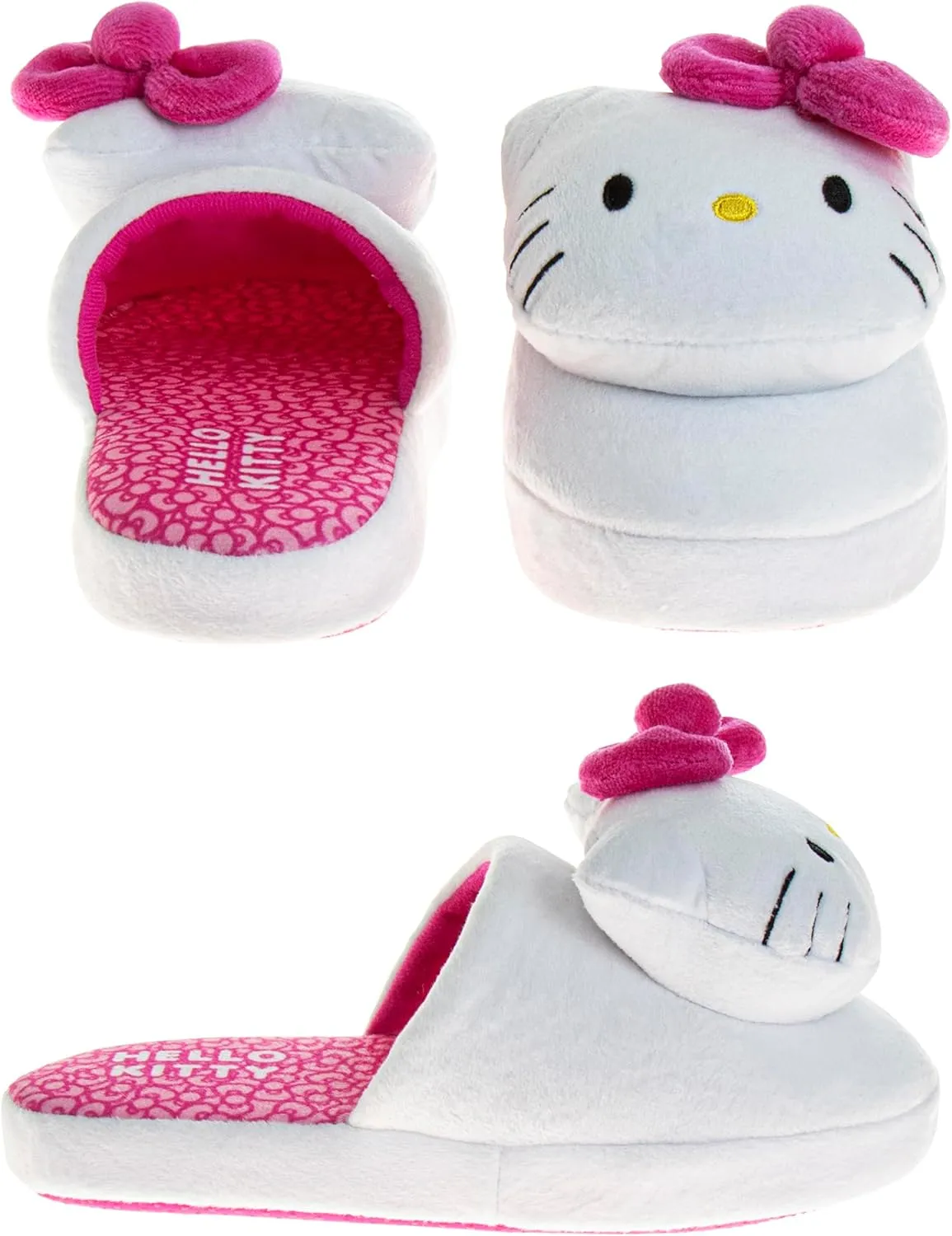 Josmo Sanrio Hello Kitty Slippers for Girls - Kitty Cat Slipper indoor cute house shoes plush fuzzy sandals (sizes: 5-10 Toddlers / 11-13 Little kids / 2-5 Big Kids)