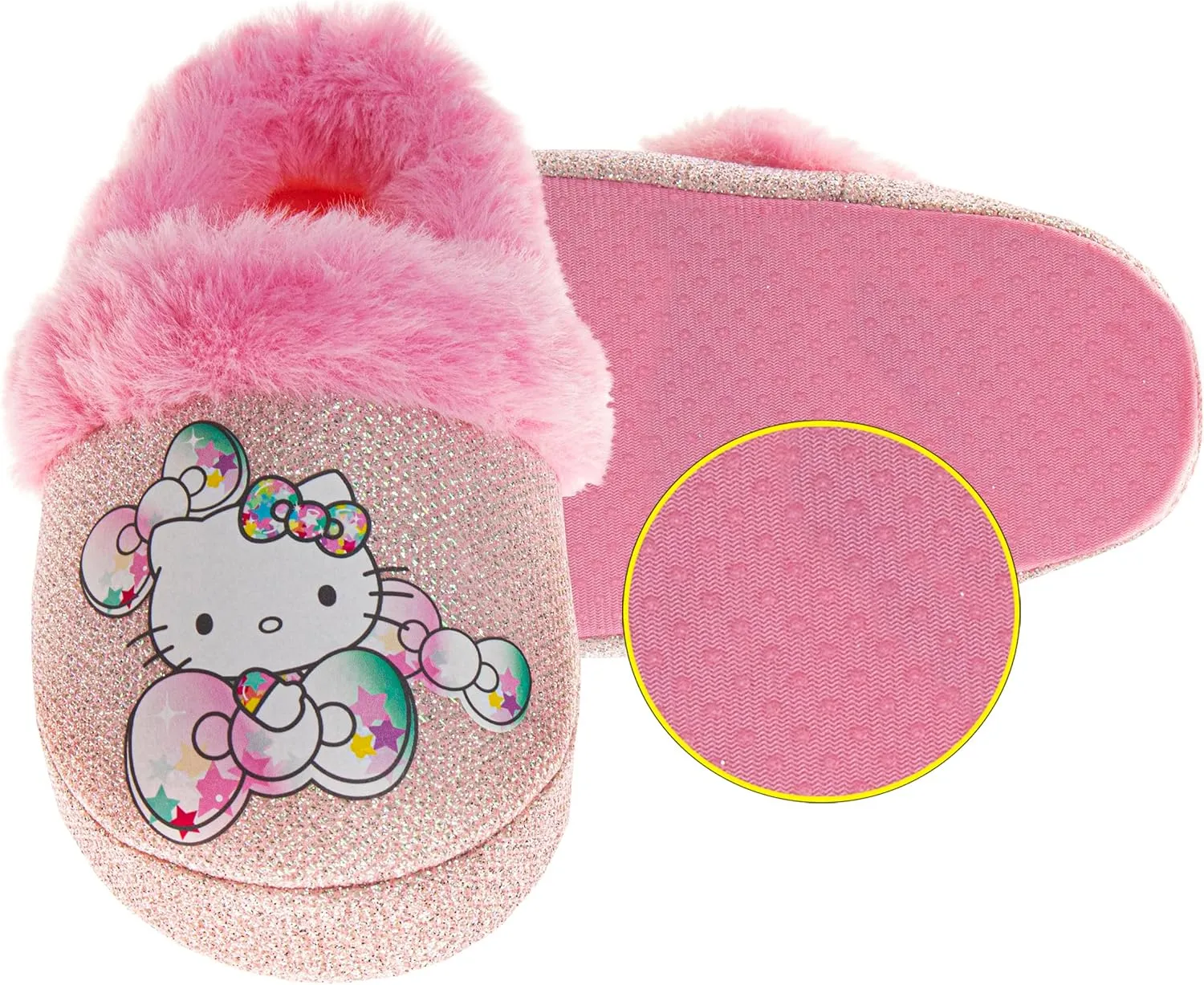 Josmo Sanrio Hello Kitty Slippers for Girls - Kitty Cat Slipper indoor cute house shoes plush fuzzy sandals (sizes: 5-10 Toddlers / 11-13 Little kids / 2-5 Big Kids)