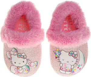 Josmo Sanrio Hello Kitty Slippers for Girls - Kitty Cat Slipper indoor cute house shoes plush fuzzy sandals (sizes: 5-10 Toddlers / 11-13 Little kids / 2-5 Big Kids)