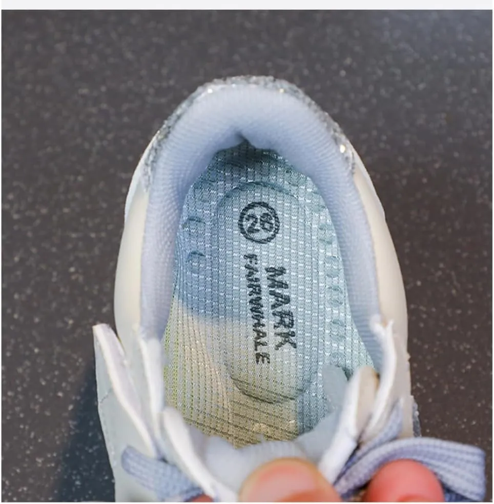 Kids Sparkle Star Sneakers Casual Sports Running Shoes for Girls Boys
