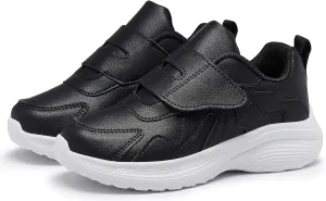 Little Girls Sneakers Boys Shoes Lightweight Low Top Hook and Loops Kids Running Shoes Black Size 12