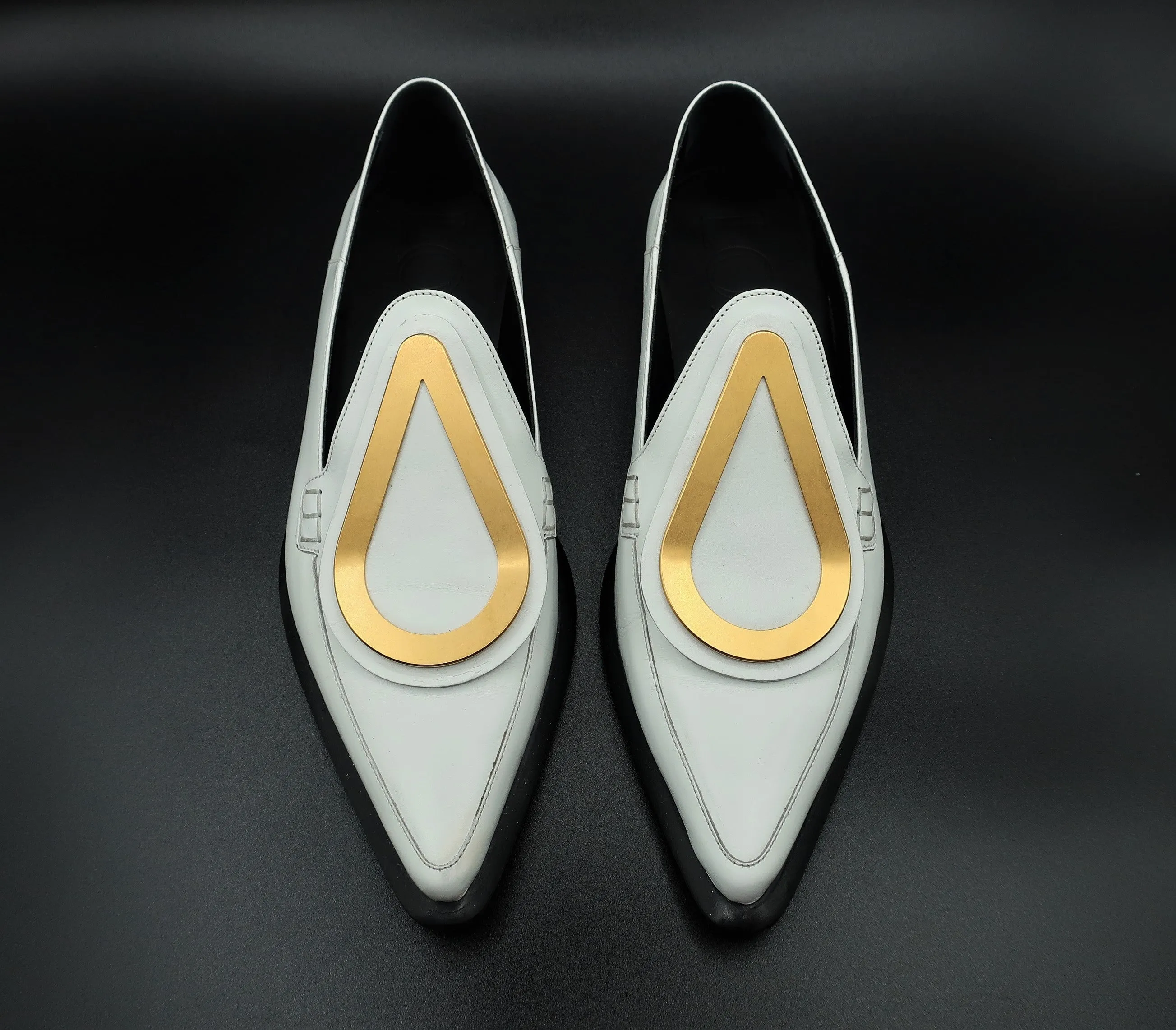 Loewe White Leather Loafers