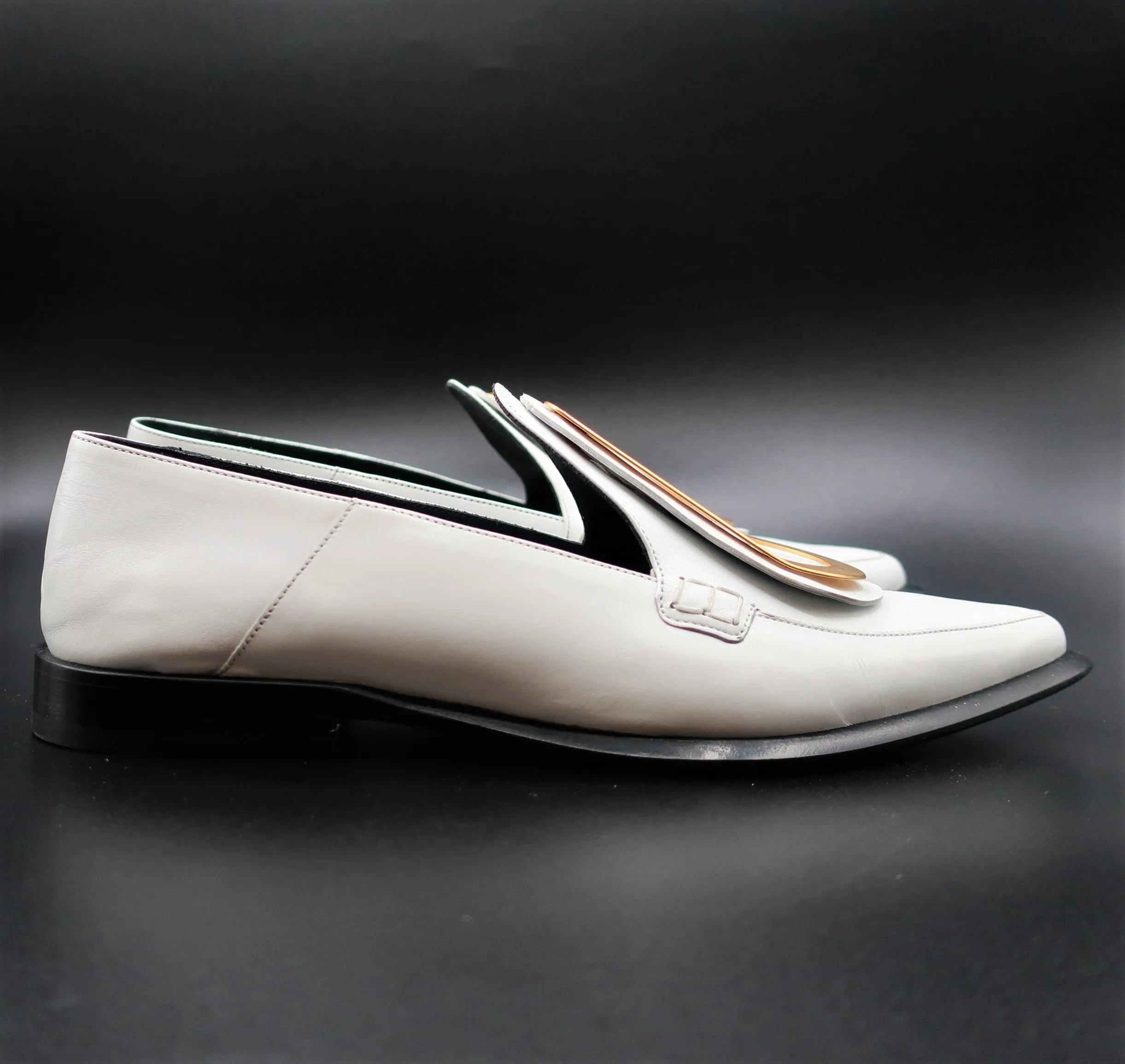 Loewe White Leather Loafers