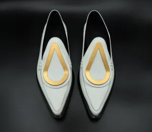 Loewe White Leather Loafers
