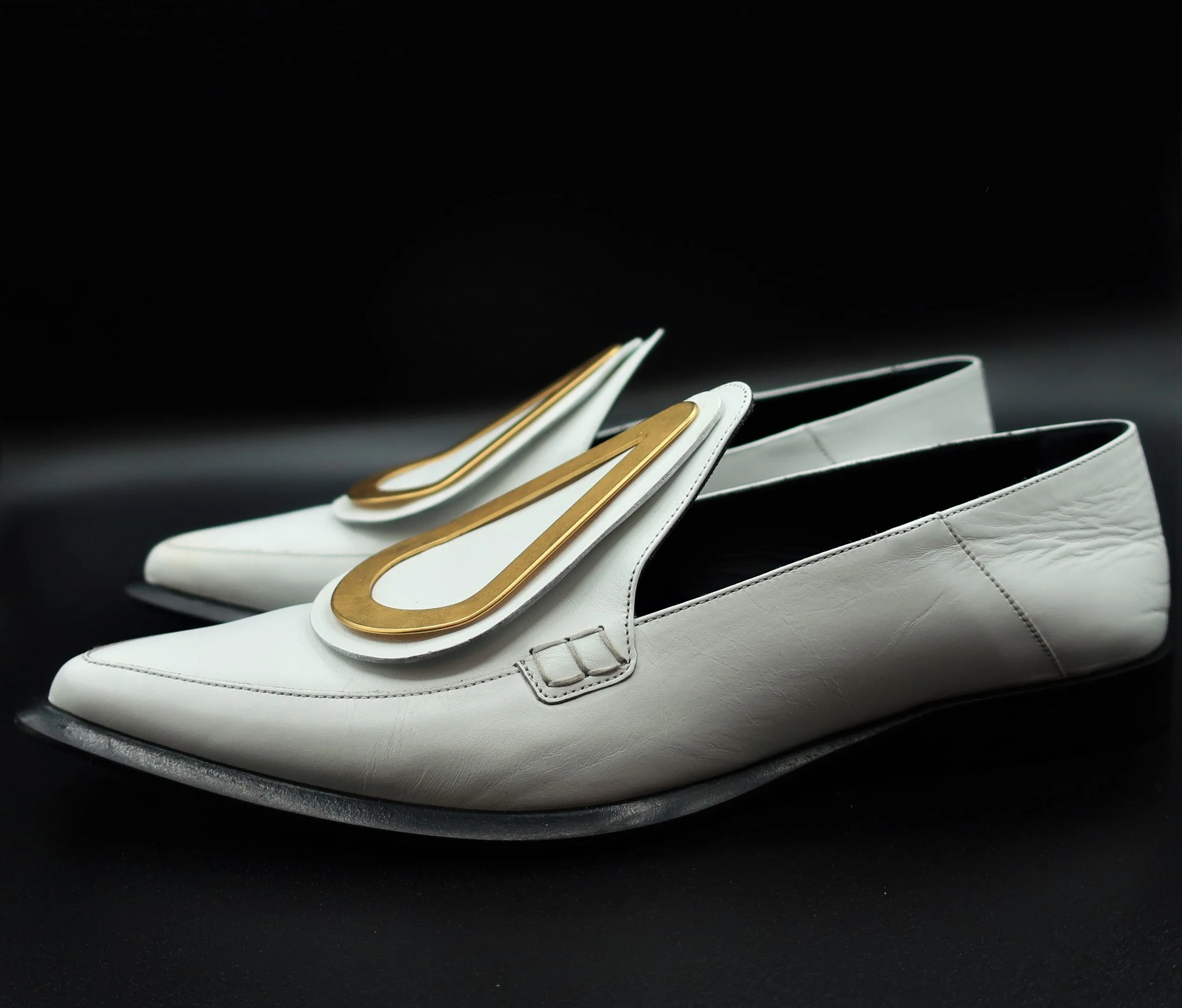 Loewe White Leather Loafers